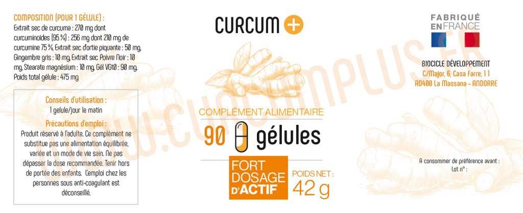 90 GELULES CURCUM PLUS composition