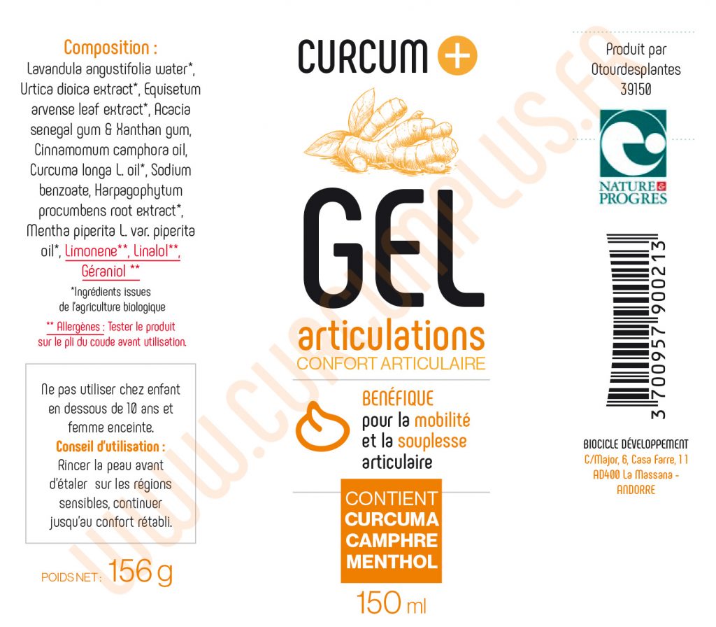 GEL ARTICULATIONS CURCUM PLUS composition